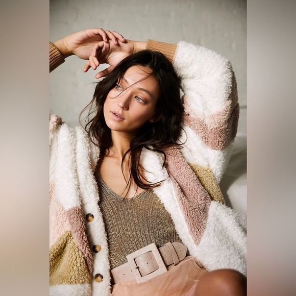 Free People Jackets & Blazers - FP Free People Selma Color Block Sherpa Cardigan